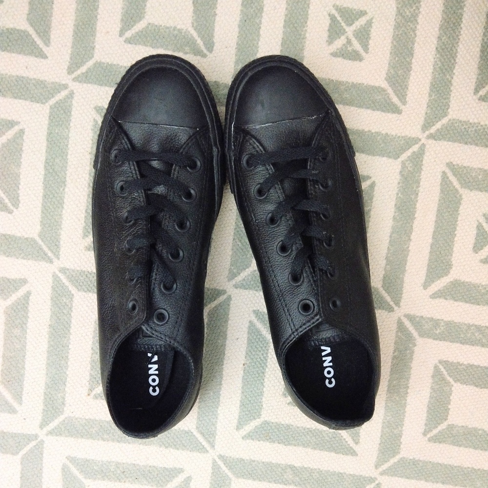 Converse 10 All Black Leather NWOT